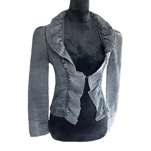97% Cotton Denim Ruffle Jacket